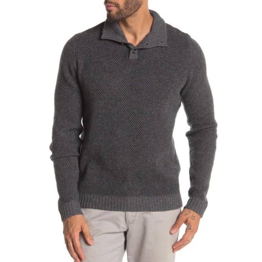 🎁 Qi Mock Neck Birdseye Stitch Cashmere Sweater